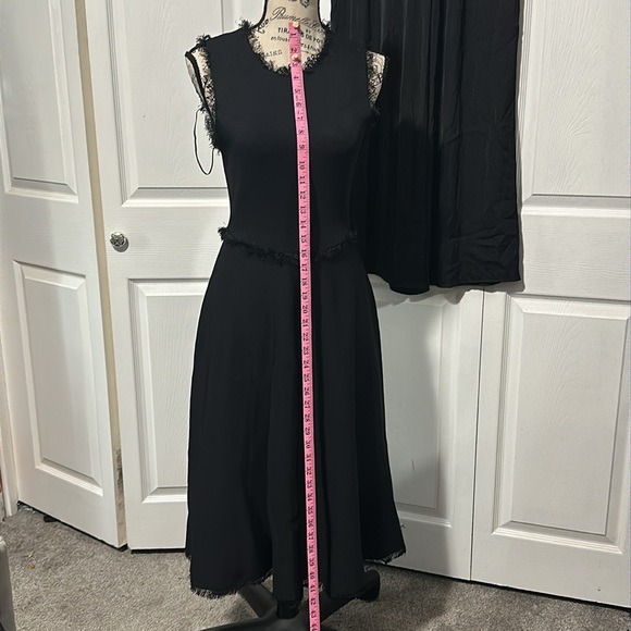 A.L.C Black A-Line Crew Neck Fringe Trim Sleeveless Black Midi Dr… - Picture 12 of 14
